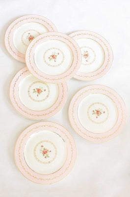  Vintage Rose Dinner Plates Set of 6 - Blossom Pink - Vintage Rose Dinner Plates Set of 6 - Blossom Pink - The Wishing Chair 