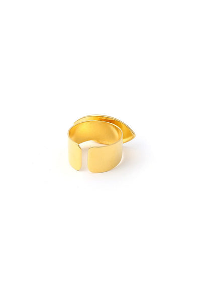 AZGA Evil Eye Enamel Adjustable Ring - Ivory Gold