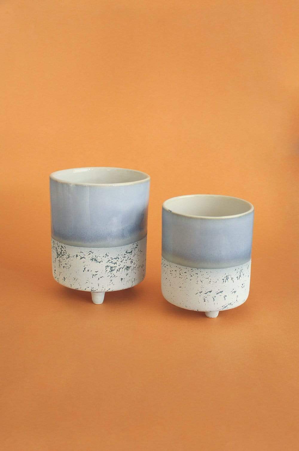 Azure Three Legged Ceramic Planters - Set of 2