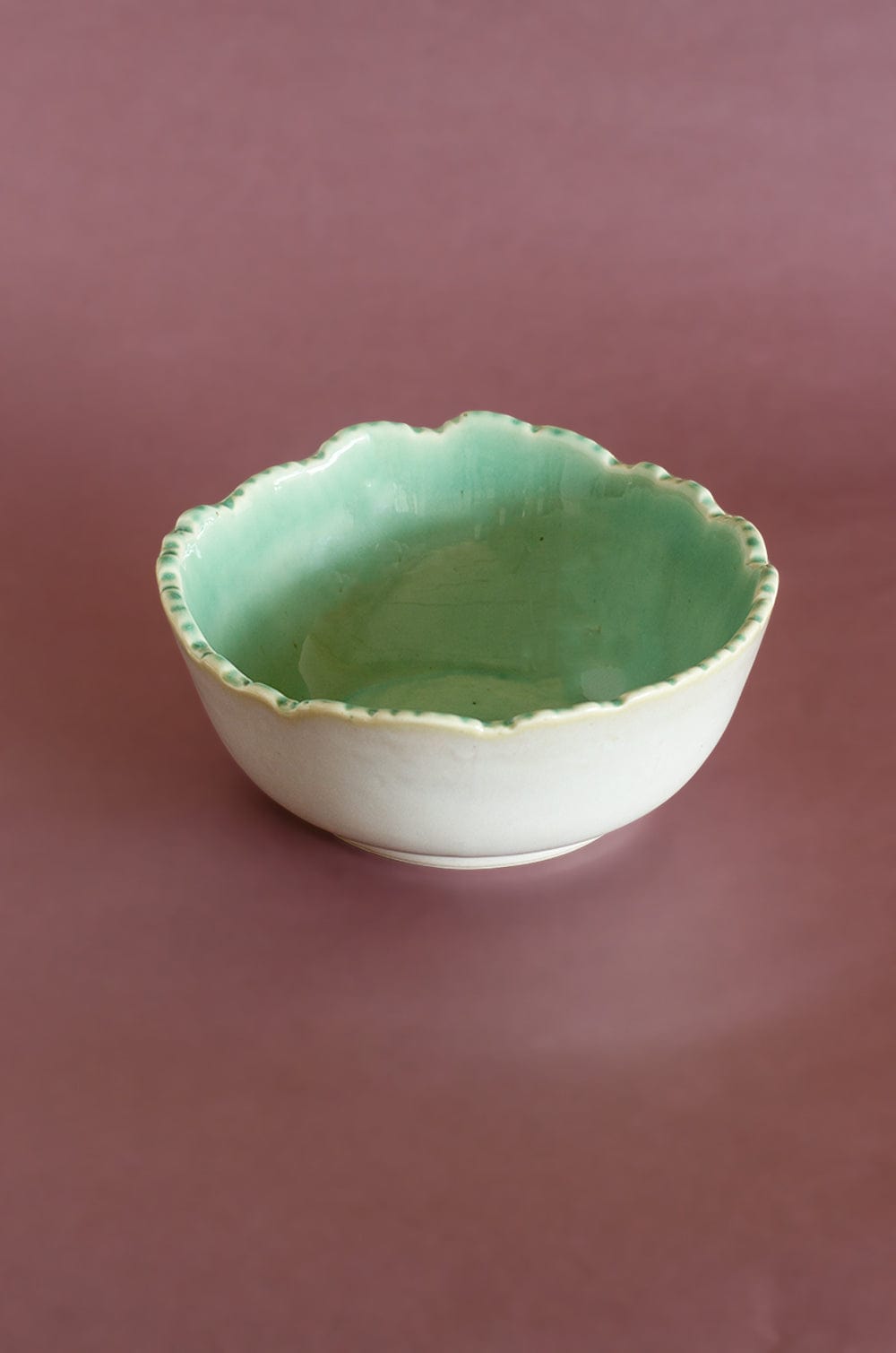 Bisque Ceramic Scalloped Bowl - Large
