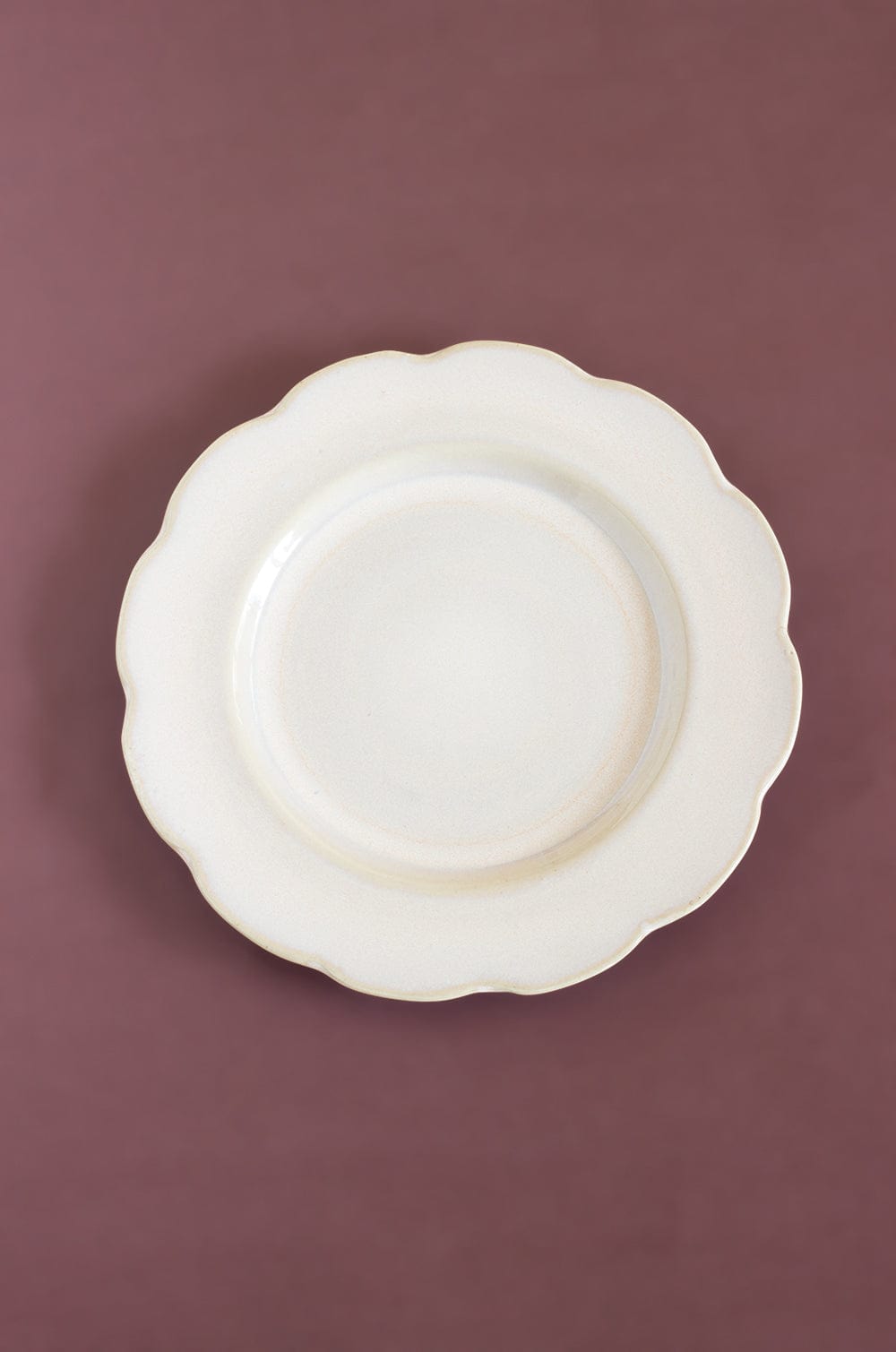 Bisque Ceramic Scalloped Dinner Plate