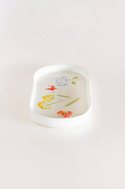 Cake stand Wildflower Meadow Handpainted Ceramic Rectangular Platter