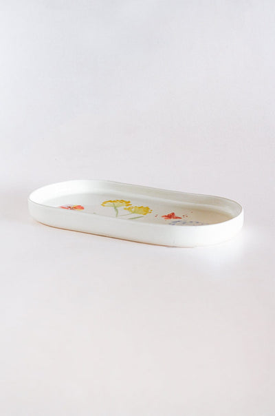 Cake stand Wildflower Meadow Handpainted Ceramic Rectangular Platter
