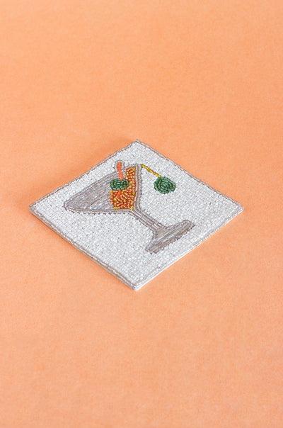 Cheers Hand Embroidery Beaded Coasters -Set of 4