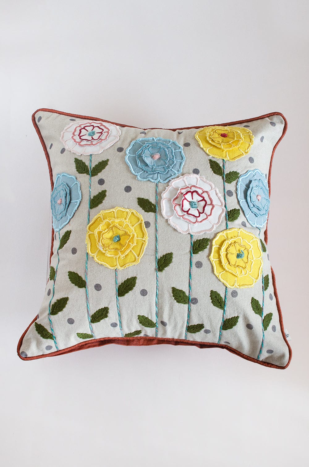 Chrysanthemum Embroidered Cushion Cover