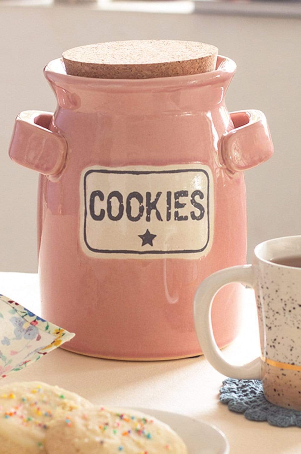 Cookies Tea Time Cork Lid Ceramic Jar