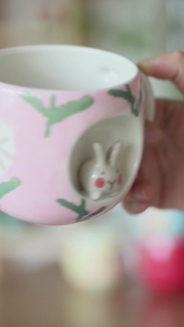 White Mug Rabbit Cup Ceramic Creative Cute Rabbit Handle Coffee