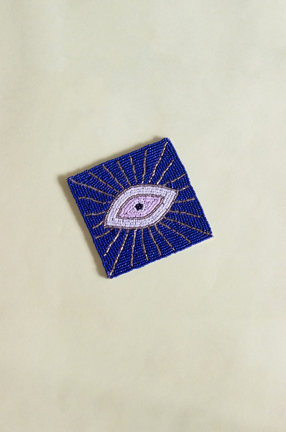 Evil Eye Hand Embroidery Beaded Coasters -Set of 4