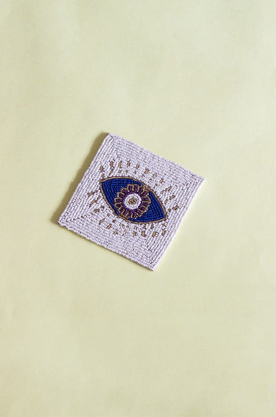 Evil Eye Hand Embroidery Beaded Coasters -Set of 4