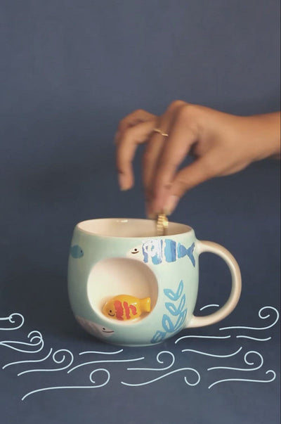 Peek a Boo Handpainted Ceramic Mug