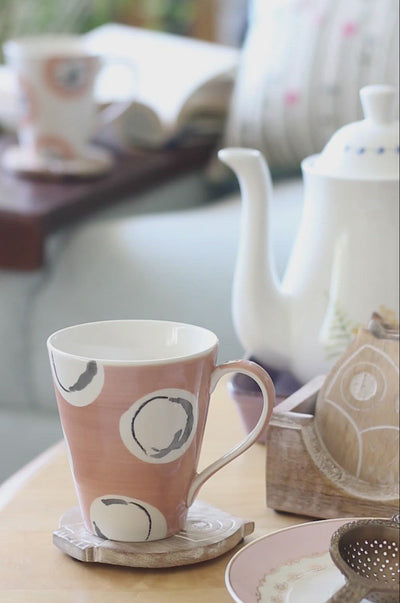 Persimmon Handpainted Ceramic Mugs - Set of 2
