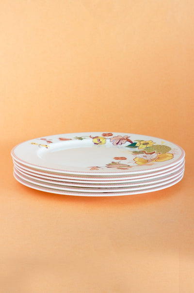 Garden of Eden Fine China Ceramic Dinner Plates - Set of 6