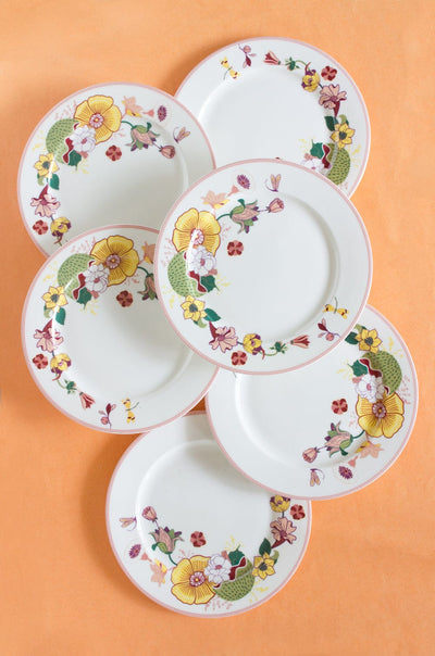 Garden of Eden Fine China Ceramic Dinner Plates - Set of 6
