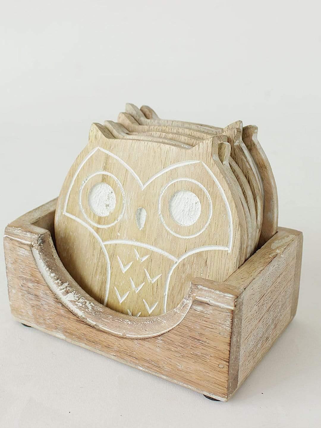 Hoot Wooden Coaster - Set Of 6 - The Wishing Chair