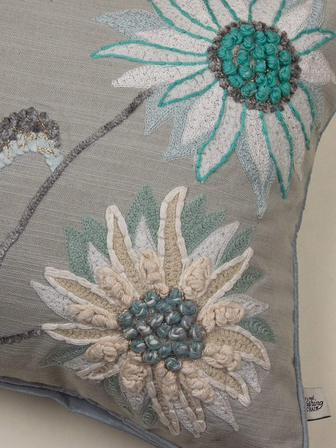In Full Bloom Embroidered Cushion Cover