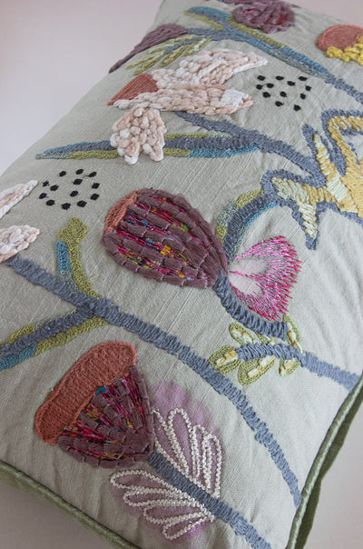 Iris Embroidered Cushion Cover
