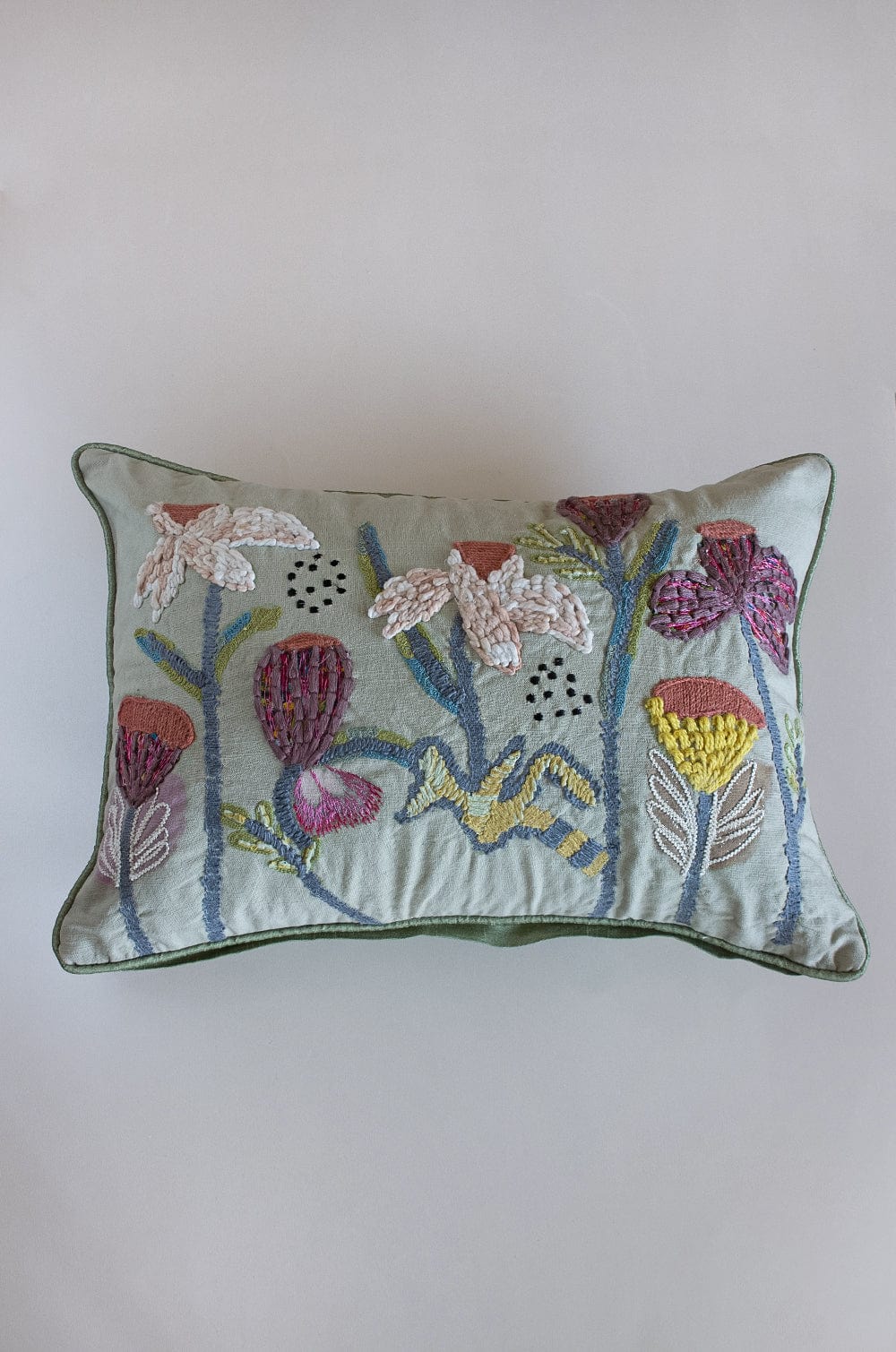 Iris Embroidered Cushion Cover