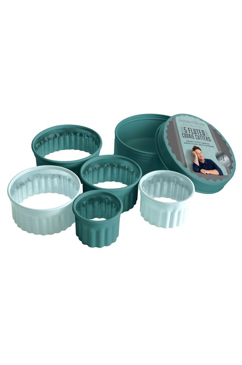 Jamie Oliver Fluted Cookie Cutters- Set of 5 - Atlantic Green