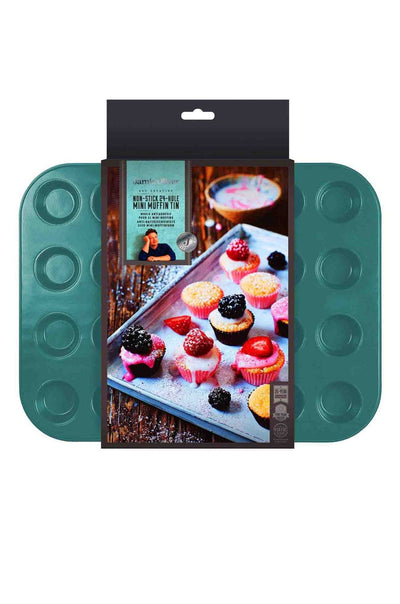 Jamie Oliver Non-stick Mini Muffin Tray - 24 Holes - Atlantic Green