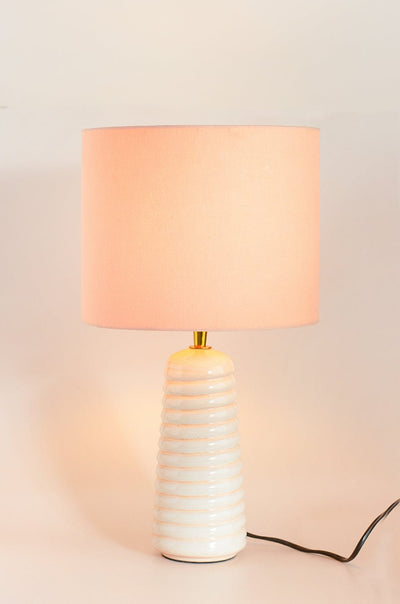 Lighting Helix Ceramic Lamp with Lampshade- Pink
