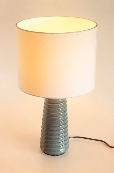 Lighting Helix Ceramic Lamp with Lampshade - Reactive Blue