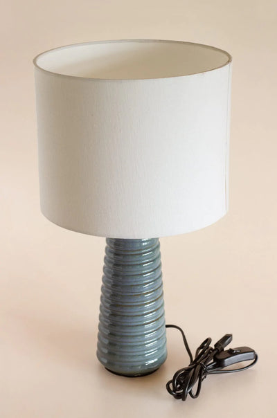 Lighting Helix Ceramic Lamp with Lampshade - Reactive Blue