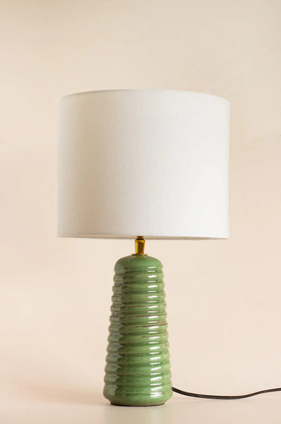 Lighting Helix Ceramic Lamp with Lampshade - Reactive Green
