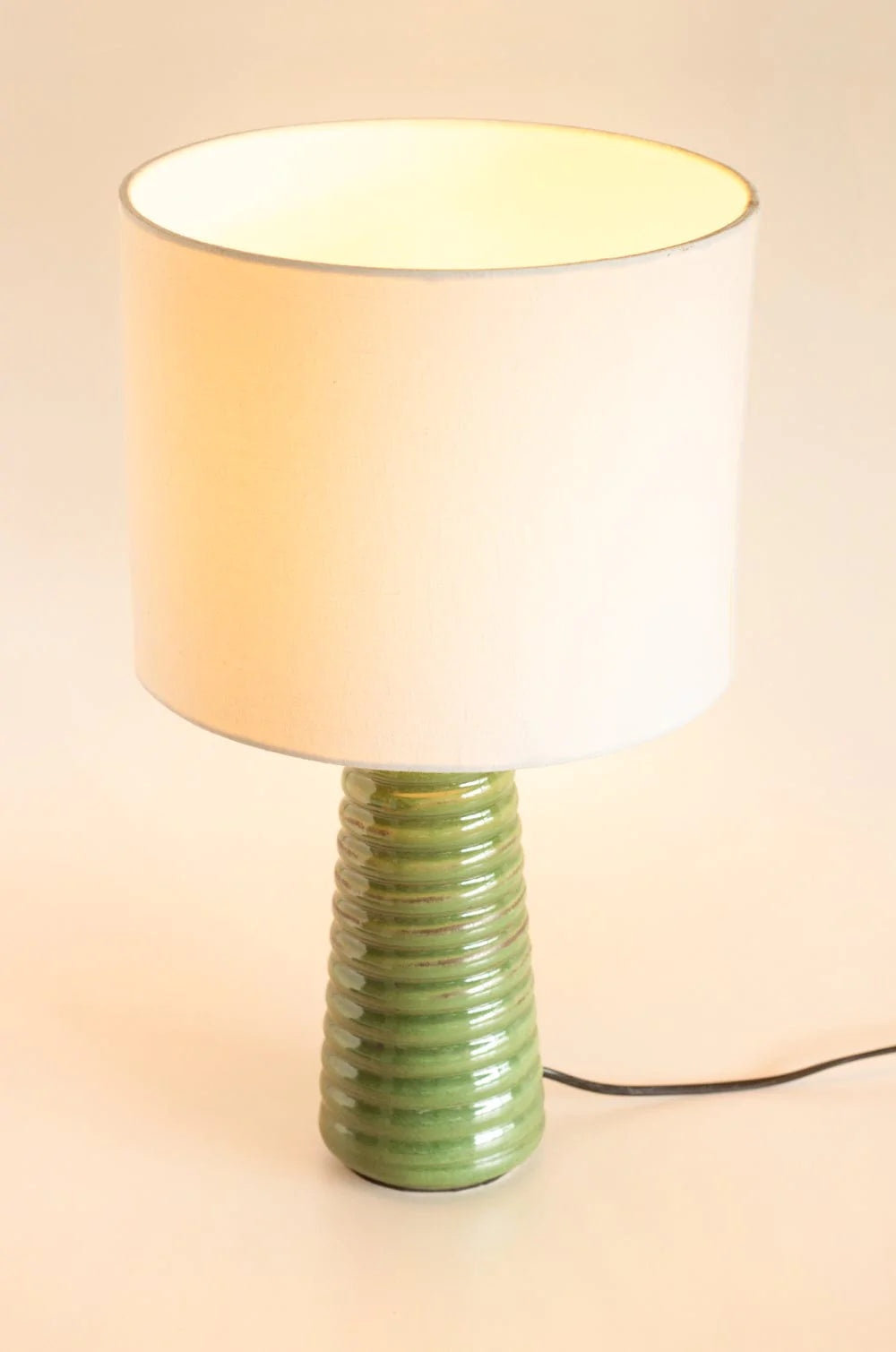 Lighting Helix Ceramic Lamp with Lampshade - Reactive Green