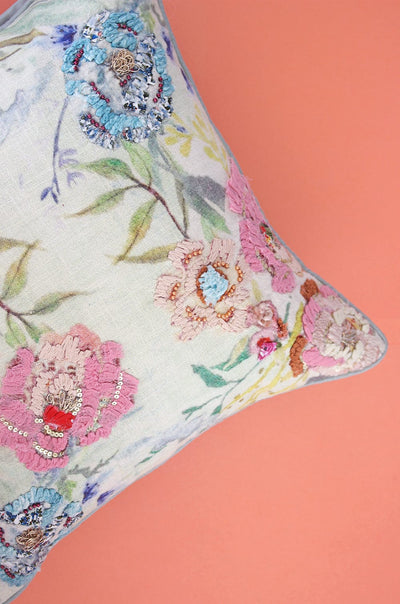 Lila Embroidered Cushion Cover