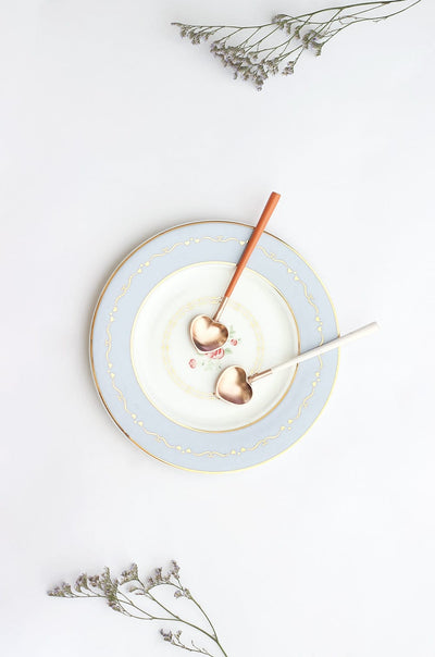 Little Hearts Dessert Spoons With Enamel Handle Set of 6