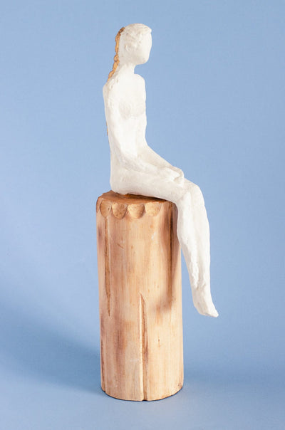 Lost in Thought Lady Wooden Decorative Accent