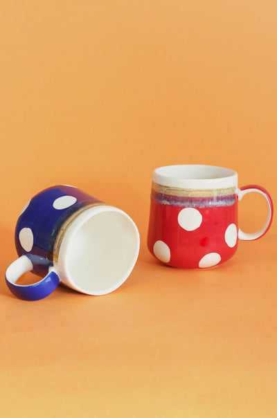 Lottie Dottie Handpainted Ceramic Mugs - Set of 2
