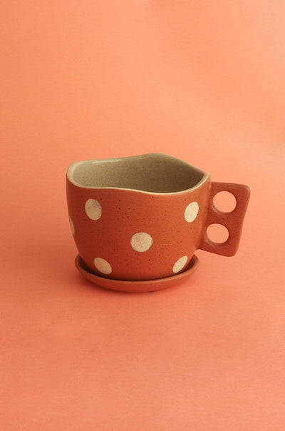 Madhatter Polka Dot Tea Cup Planter