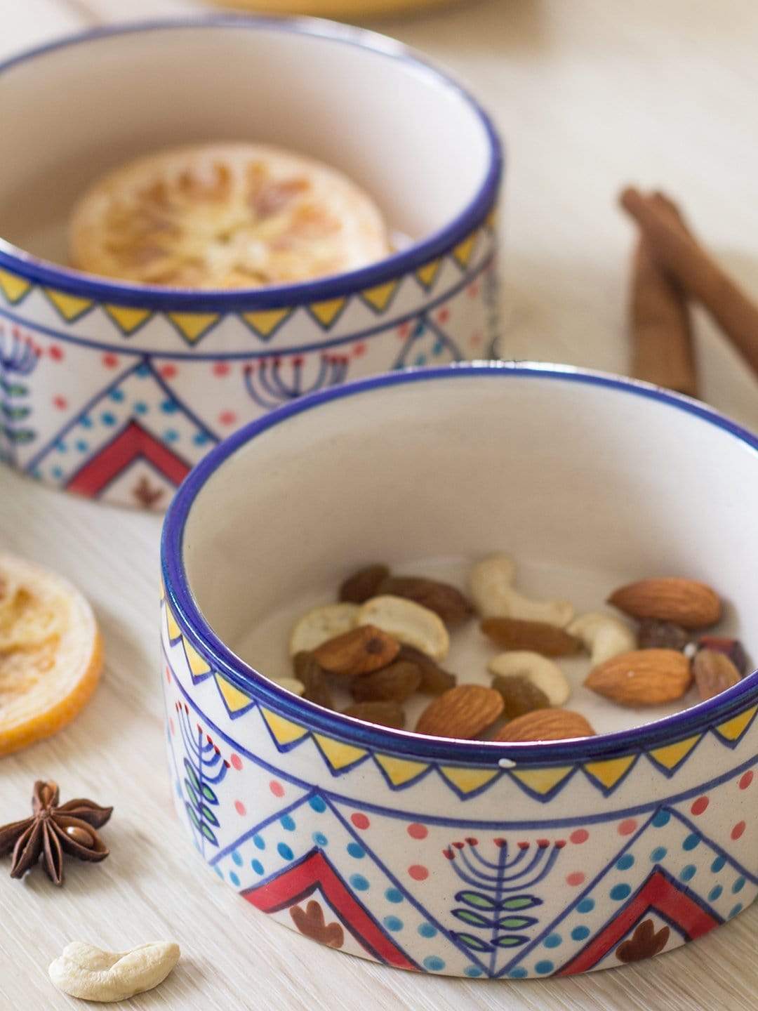 Magnolia Sky Handpainted Nut Bowl - Set Of 2