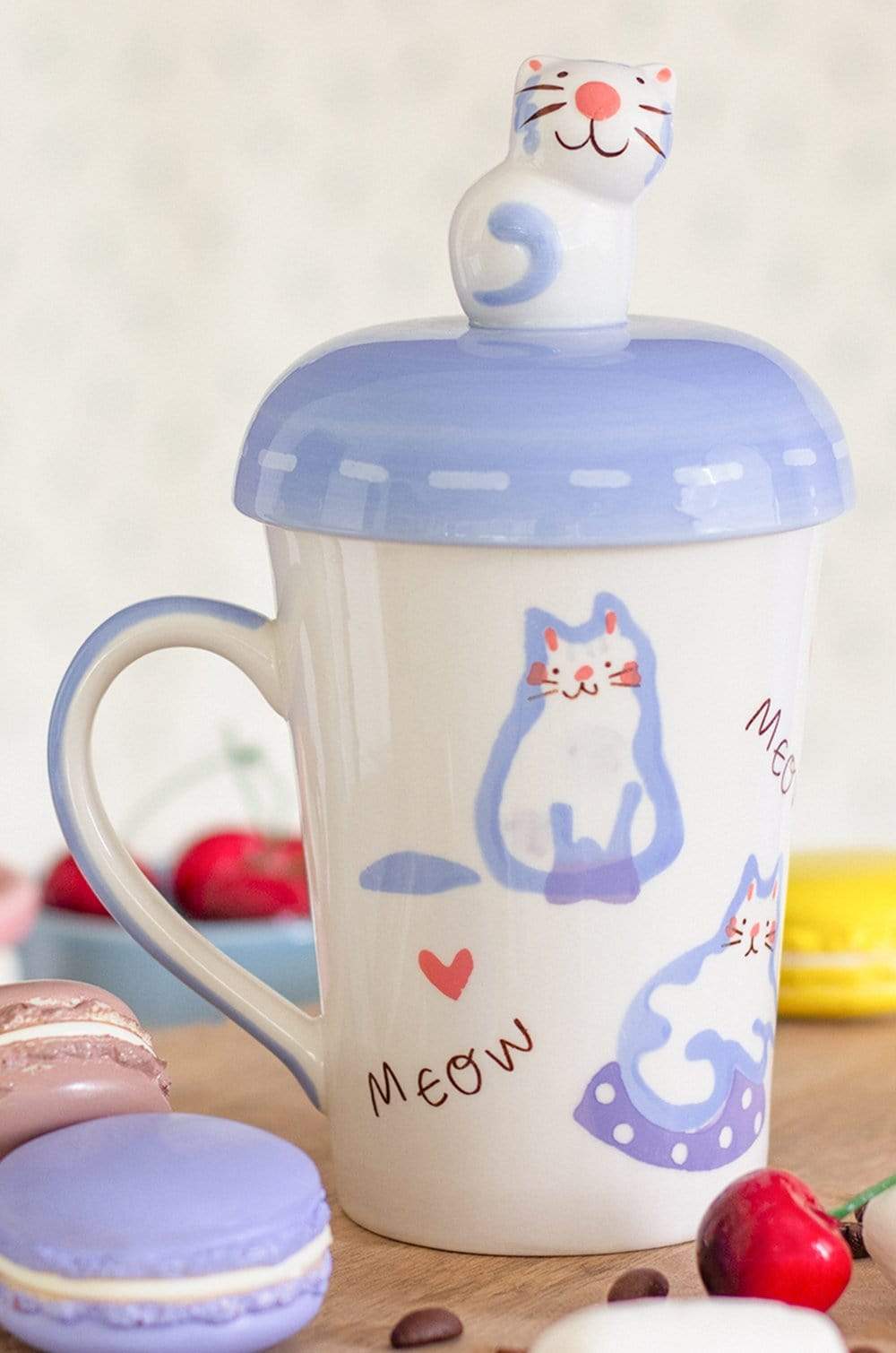 Meow Handpainted Mug with Lid