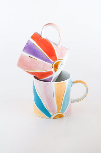 Mugs Rise & Shine Handpainted Mugs - Set of 2