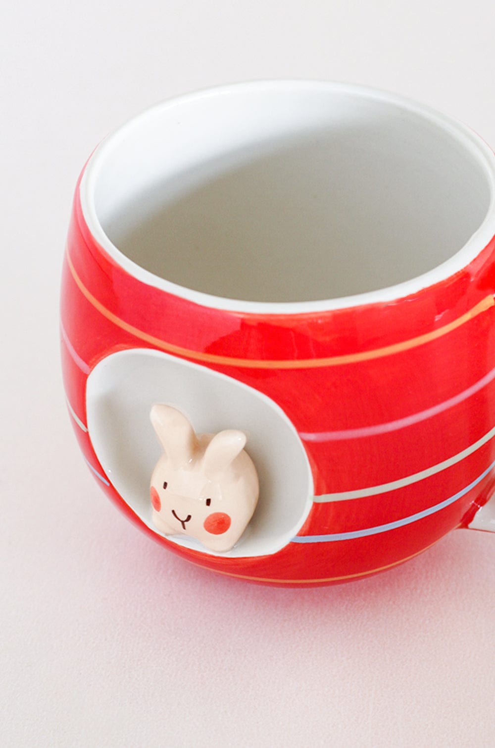 Mugs Striped Bunny Handpainted Ceramic Mug