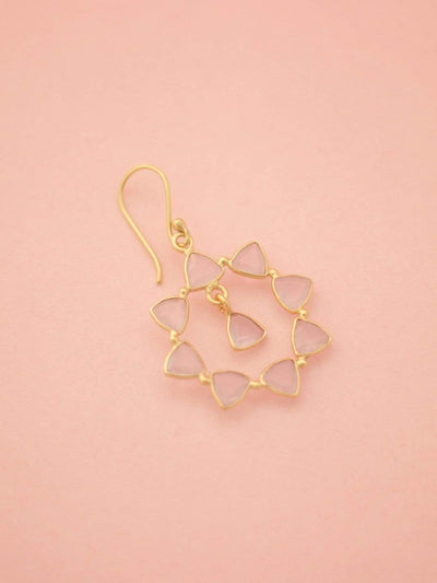 Nora Gold Plated Earrings With Rose Chalcedony Semi Precious Stones