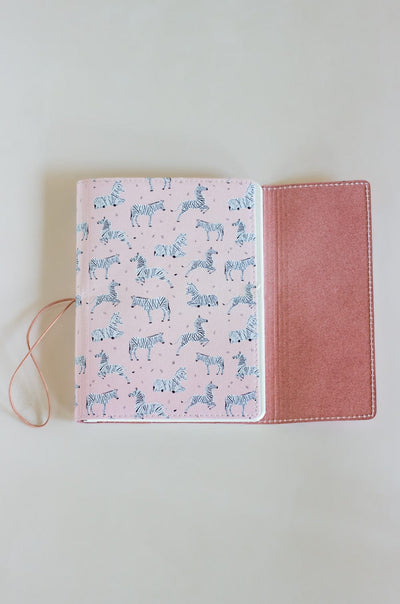 Pearlised Paper Leather A5 Notebook -Pink Safari