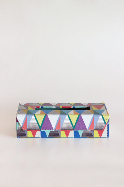 Pearlised Paper Leather Tissue Box- Kaleidoscope