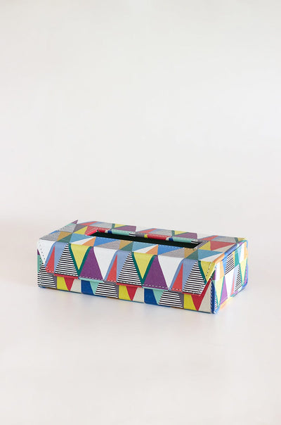 Pearlised Paper Leather Tissue Box- Kaleidoscope