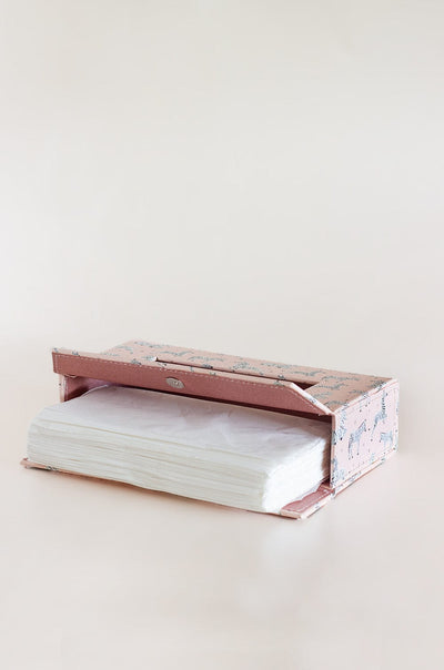 Pearlised Paper Leather Tissue Box - Pink Safari