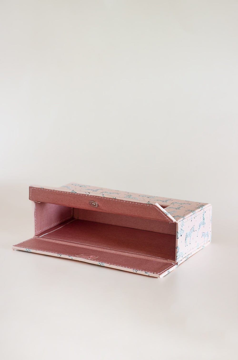 Pearlised Paper Leather Tissue Box - Pink Safari