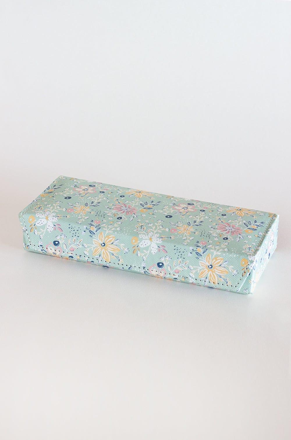 Pearlised Paper Leather Travel Jewelley Box- Mint Magnolias