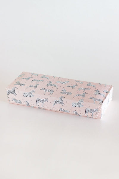 Pearlised Paper Leather Travel Jewelley Box -Pink Safari