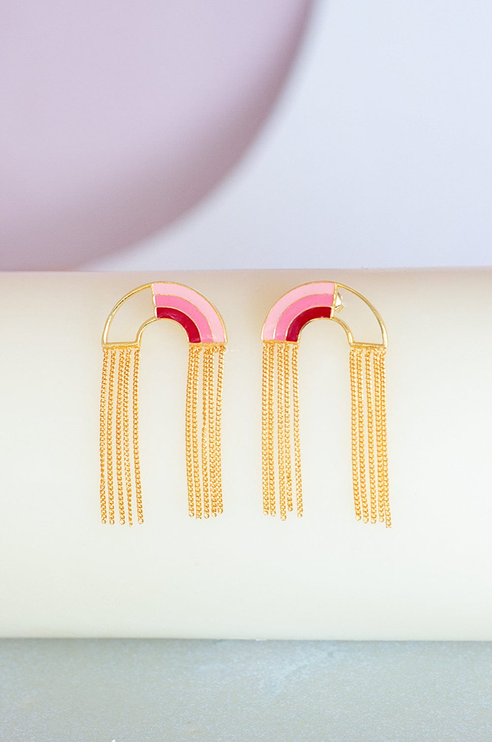 Pink Somewhere Over The Rainbow Gold Plated Earrings