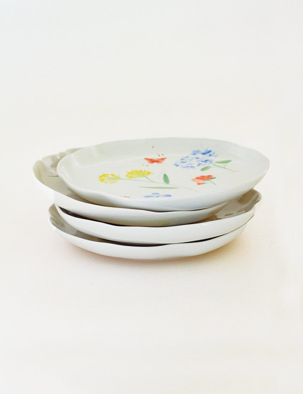  Plates Wildflower Meadow Handpainted Ceramic Plates - Set of 4 - Wildflower Meadow Handpainted Ceramic Plates - Set of 4 - The Wishing Chair 