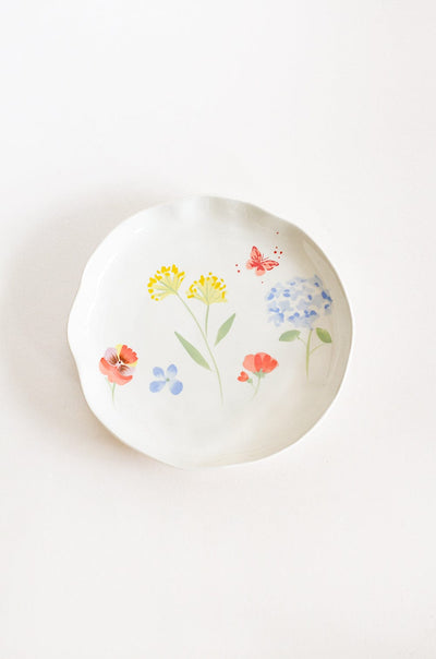Plates Wildflower Meadow Handpainted Ceramic Plates - Set of 4