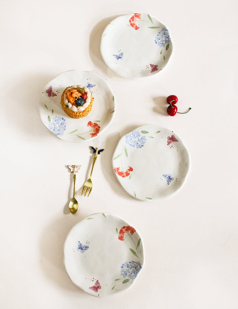   Plates Wildflower Meadow Handpainted Ceramic Side Plates - Set of 4 - Wildflower Meadow Handpainted Ceramic Side Plates - Set of 4 - The Wishing Chair  - Wildflower Meadow Handpainted Ceramic Side Plates - Set of 4 - The Wishing Chair 