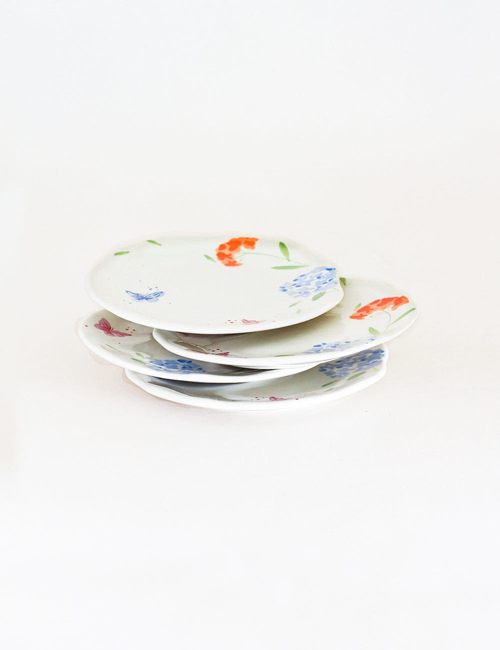 Plates Wildflower Meadow Handpainted Ceramic Side Plates - Set of 4 - Wildflower Meadow Handpainted Ceramic Side Plates - Set of 4 - The Wishing Chair 